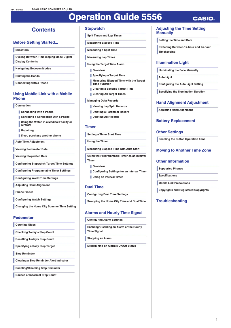 Page 1 de la notice Manuel utilisateur Casio Baby-G BSA-B100-4A2ER