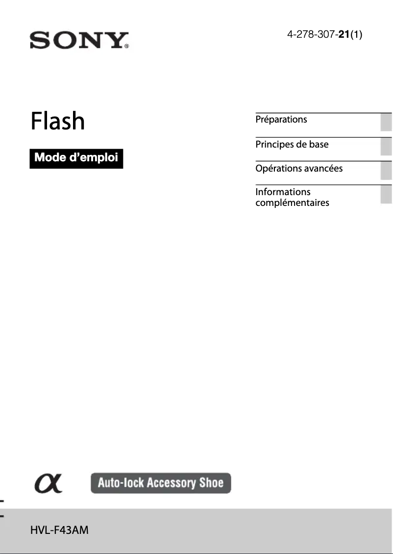 Image de la première page du manuel de l'appareil HVL-F43AM