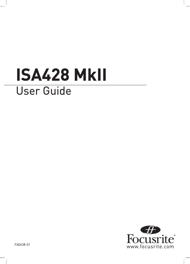Image de la première page du manuel de l'appareil ISA 428 MkII