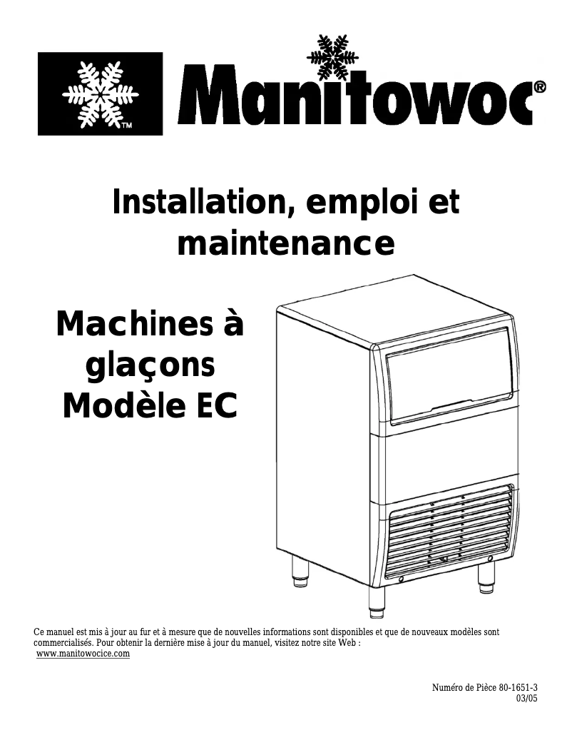 Page n°1 - Manuel utilisateur Manitowoc EC030