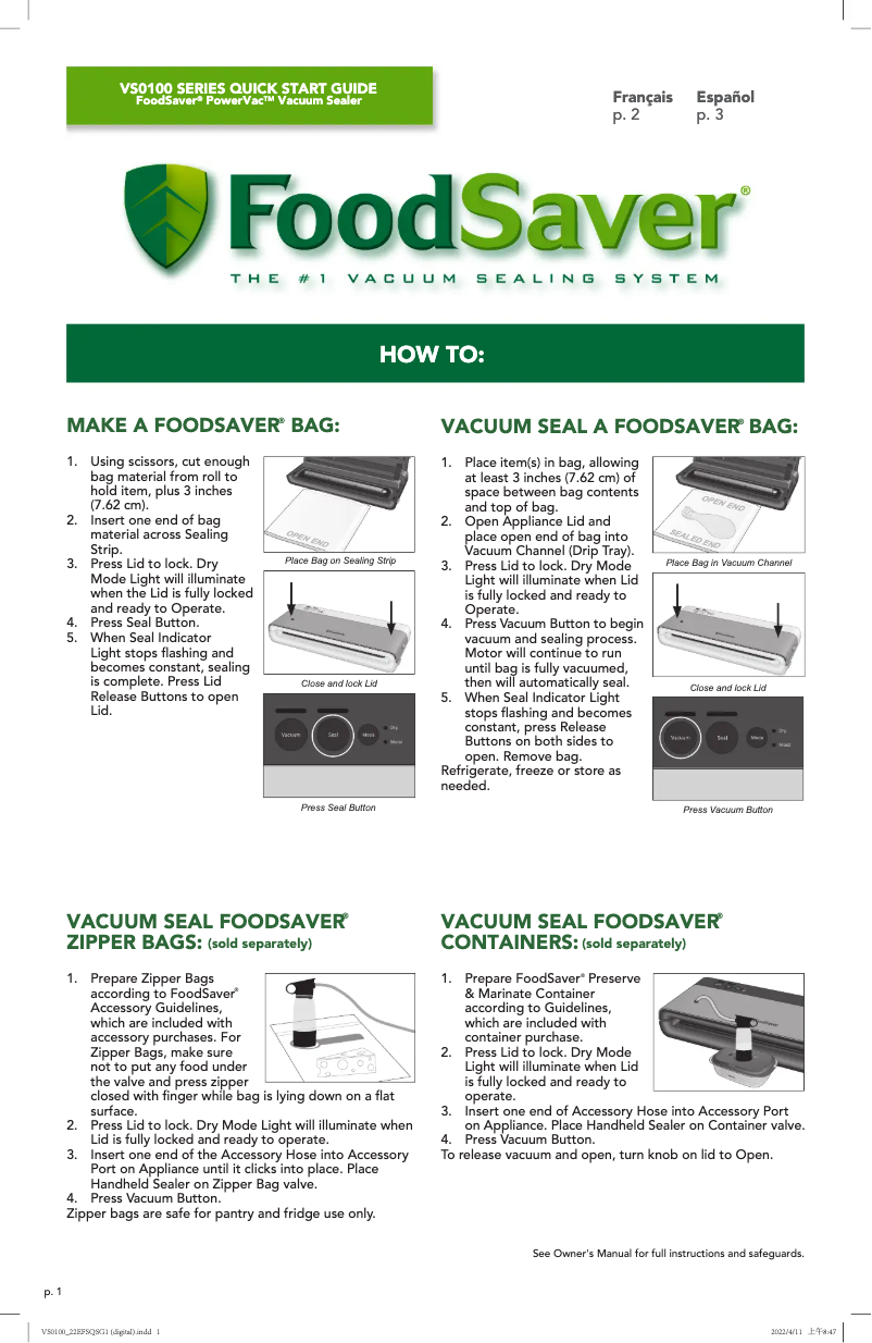 Imagen de la primera página del manual del dispositivo VS0100