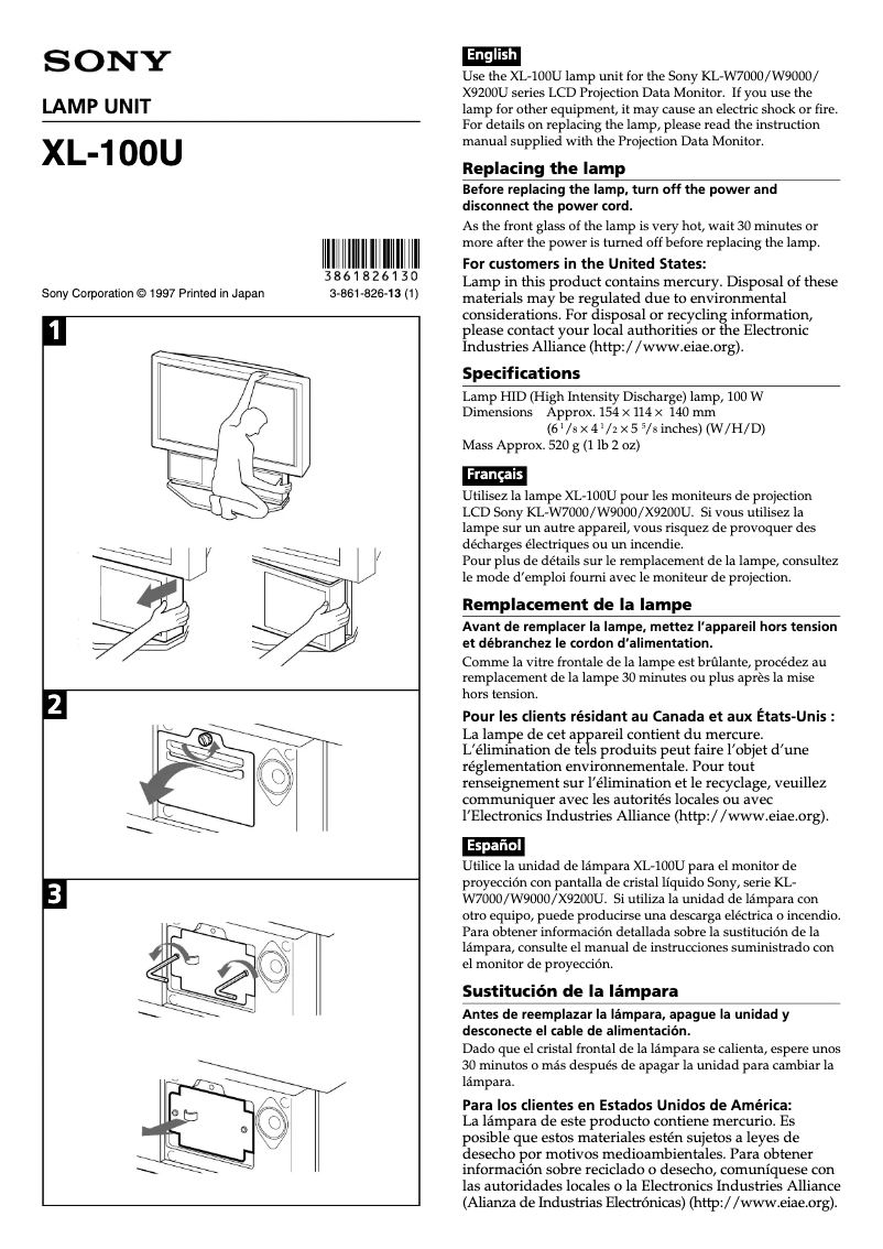 Imagen de la primera página del manual del dispositivo XL-100U