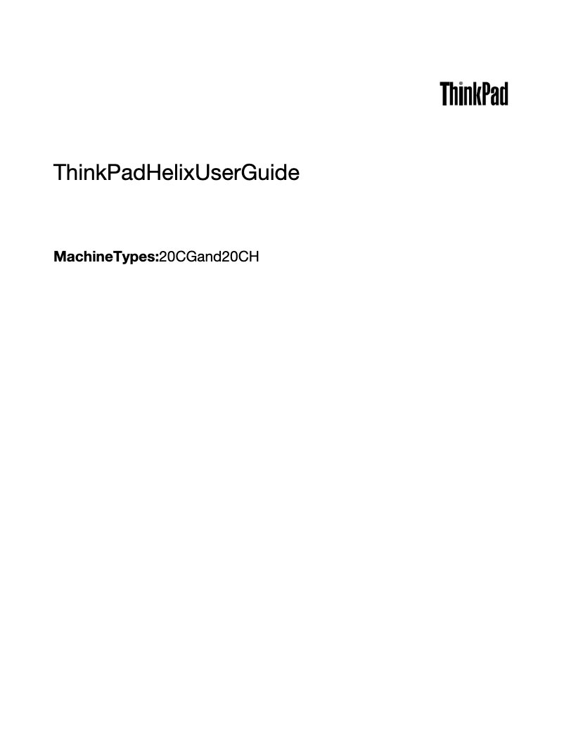 Page 1 de la notice Manuel utilisateur Lenovo ThinkPad Helix 20CG