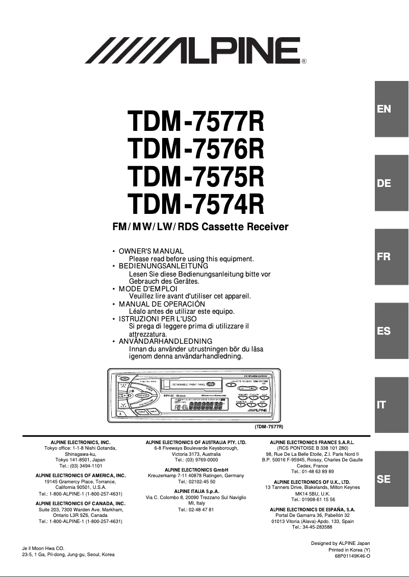 Image de la première page du manuel de l'appareil TDM-7577RB