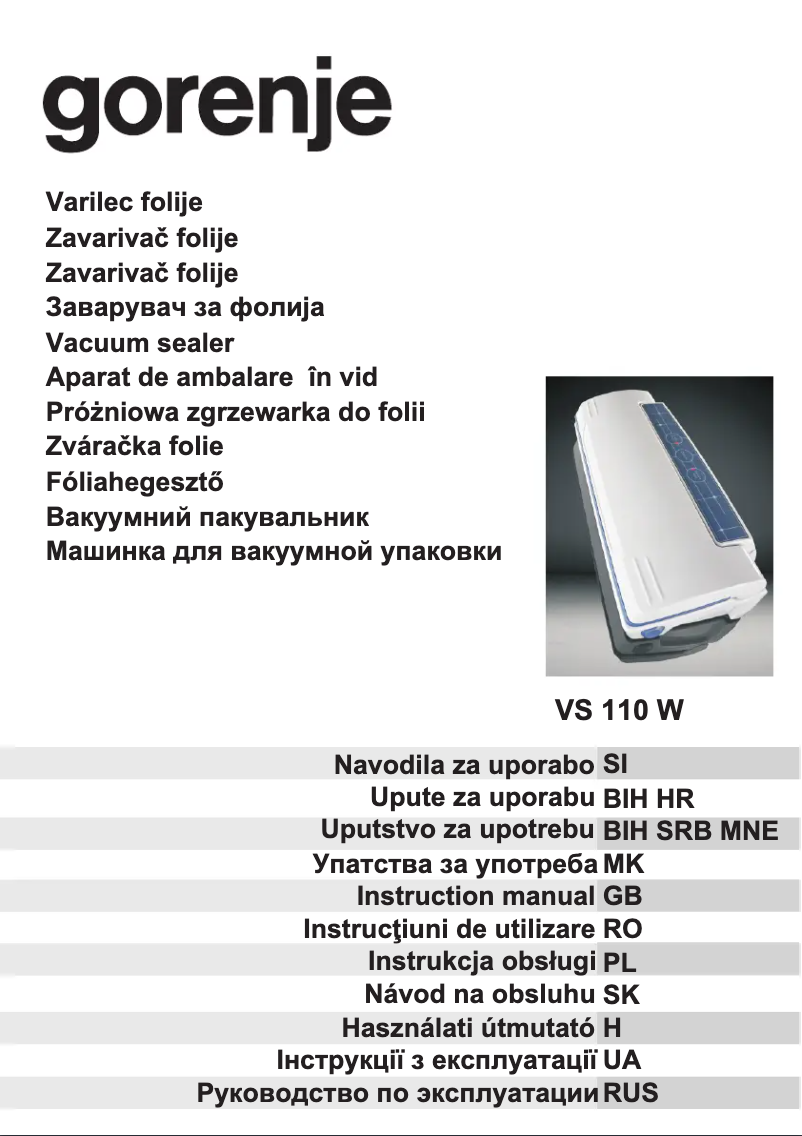 Página 1 del manual Manual de usuario Gorenje V110W