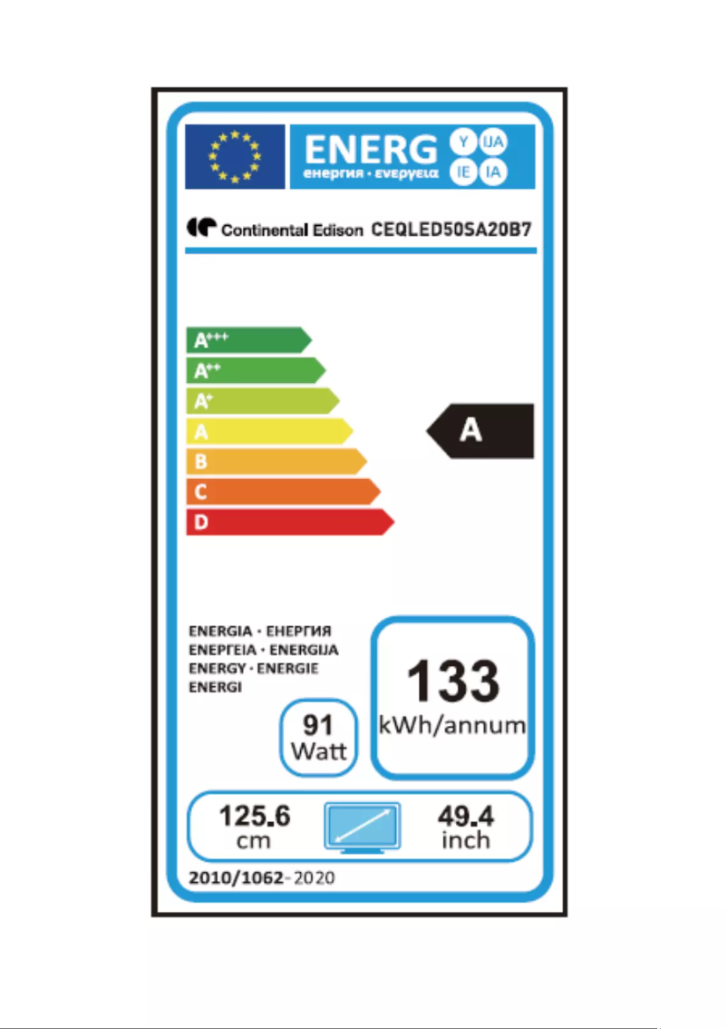 Page 1 de la notice Manuel utilisateur Continental Edison CEQLED50SA20B7
