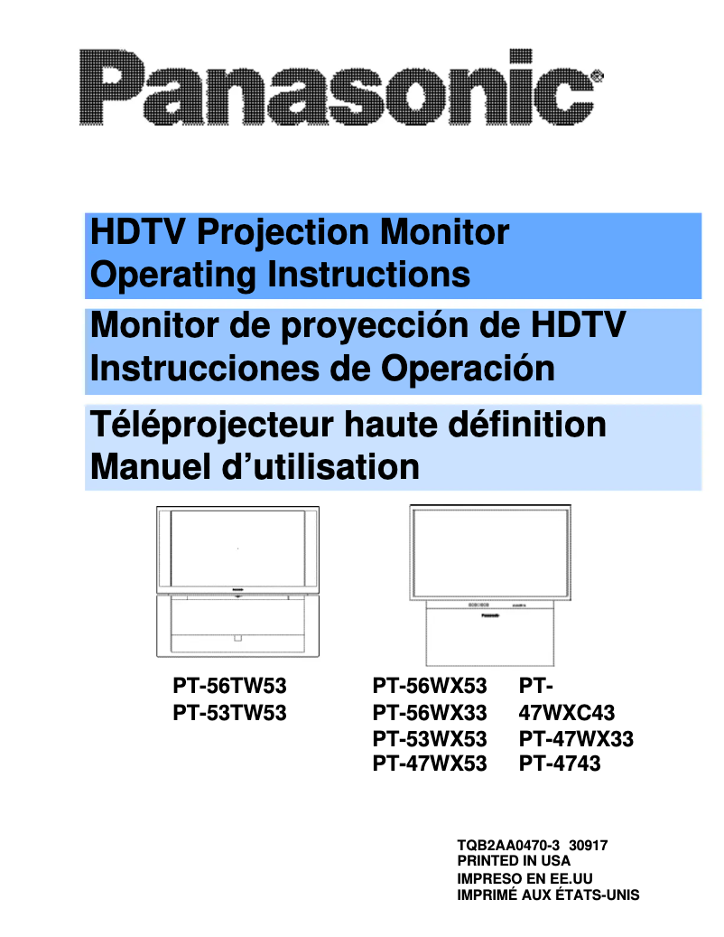 Page 1 de la notice Manuel utilisateur Panasonic PT-47WX53