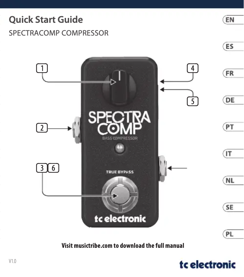 Page n°1 - Manuel utilisateur TC Electronic SpectraComp Bass Compressor