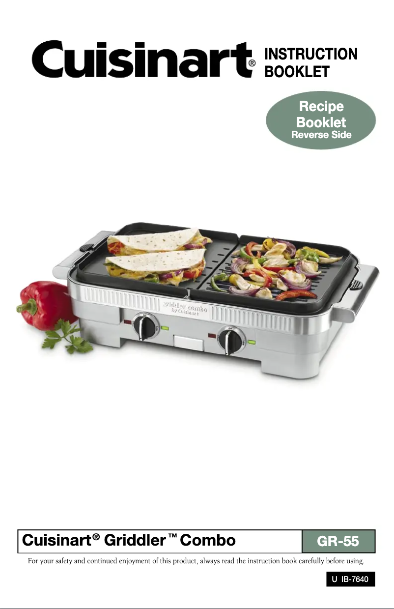 Page 1 de la notice Manuel utilisateur Cuisinart Griddler Combo GR-55