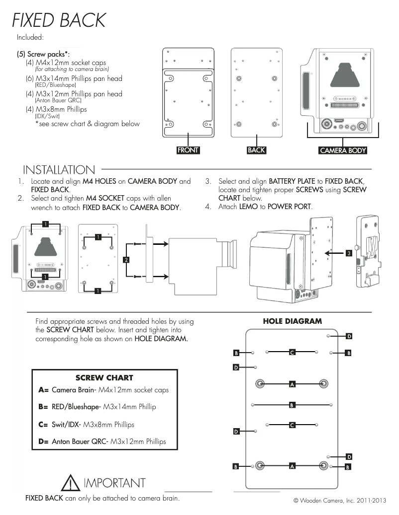 Page n°1 - Manuel utilisateur Wooden Camera 159500