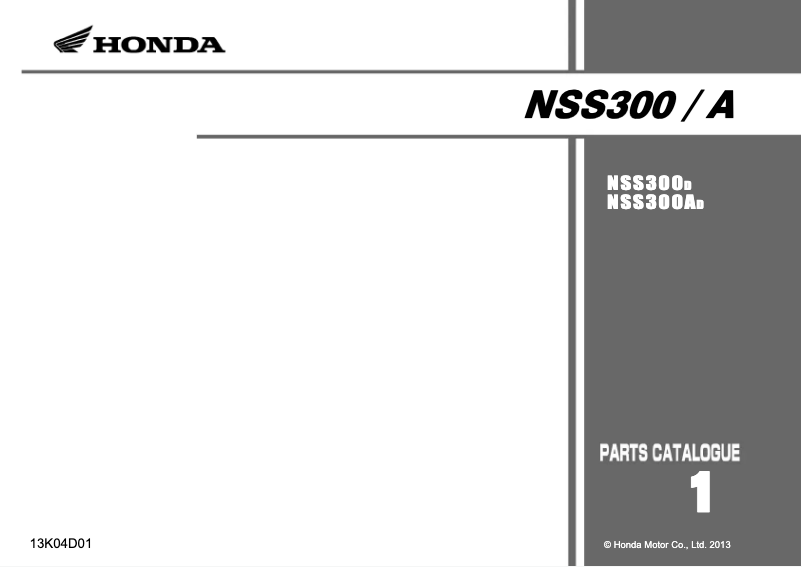 Page 1 de la notice Manuel utilisateur Honda NSS300 (2013)