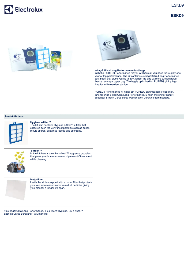 Page 1 de la notice Manuel utilisateur Electrolux ESKD9