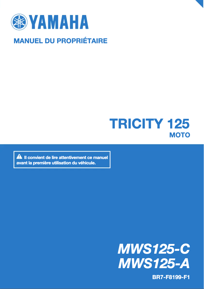 Page 1 de la notice Manuel utilisateur Yamaha Tricity (2018)
