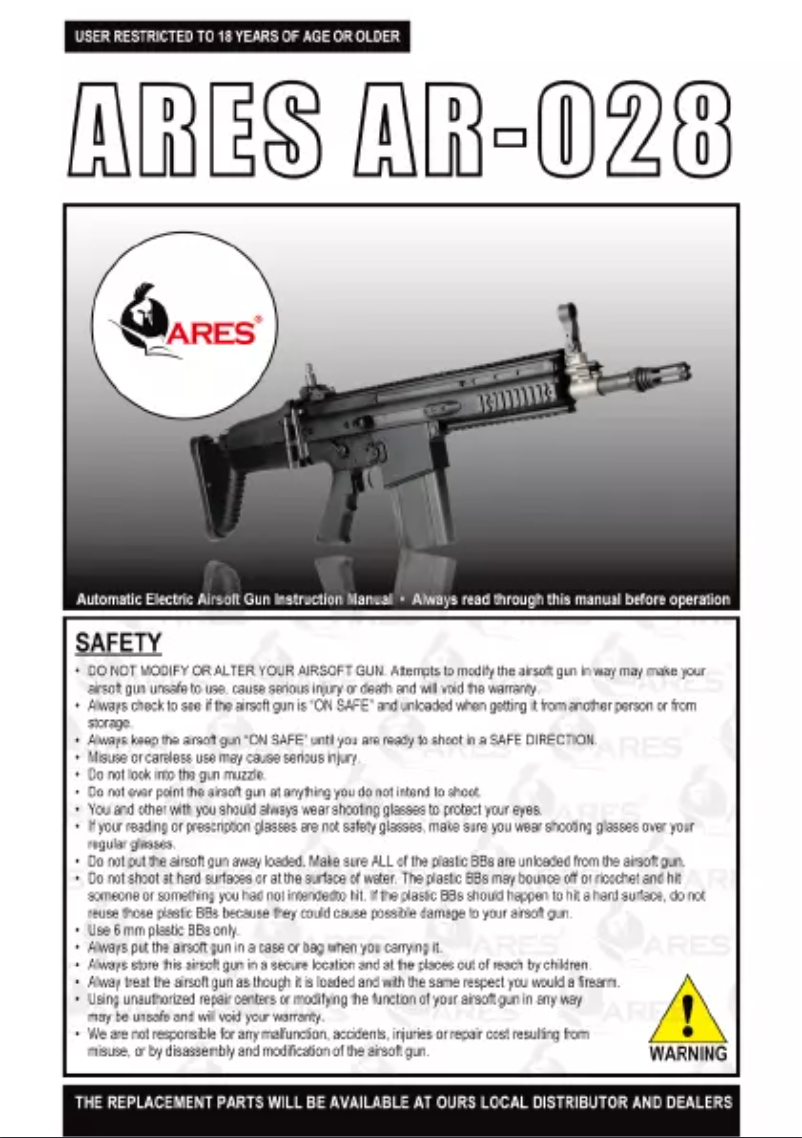 Page n°1 - Manuel utilisateur Ares AR-028