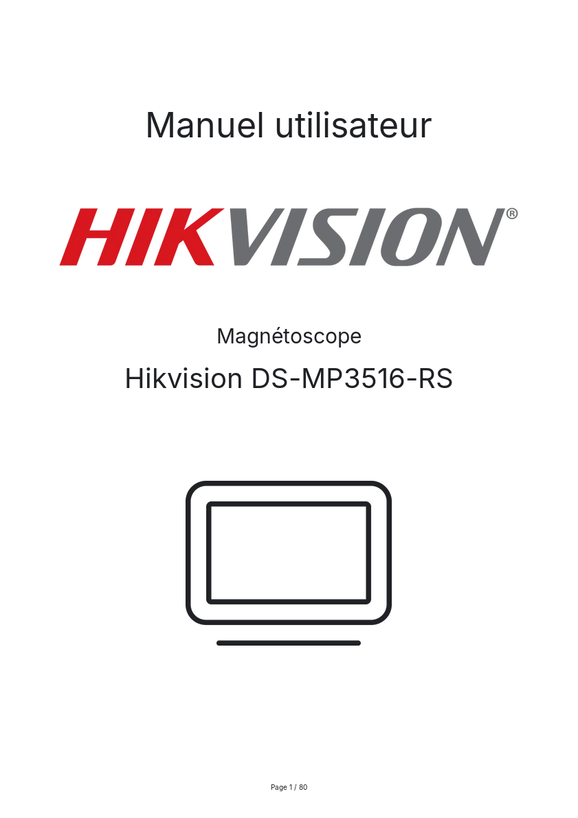 Page n°1 - Manuel utilisateur Hikvision DS-MP3516-RS