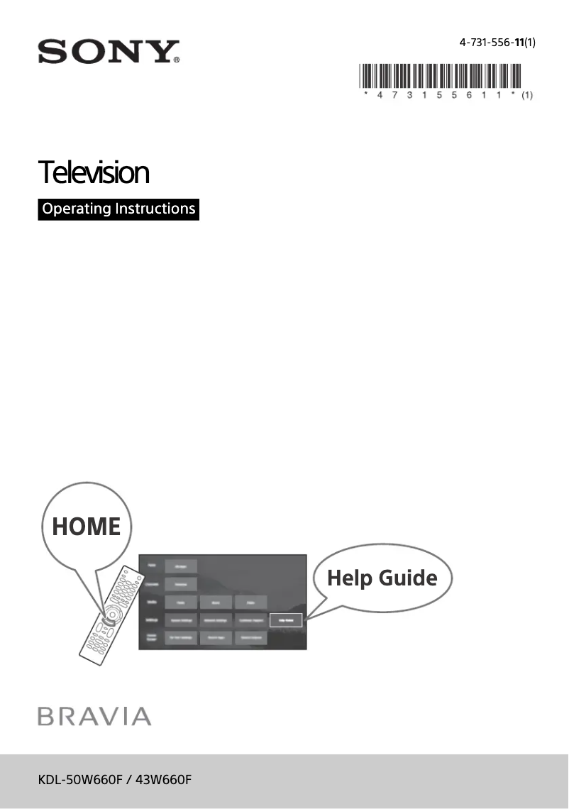 Page 1 de la notice Manuel utilisateur Sony Bravia KDL-50W660F