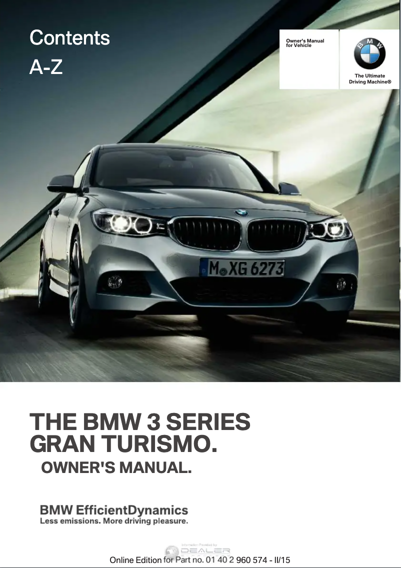 Page 1 de la notice Manuel utilisateur BMW 3 series Gran Turismo (2015)