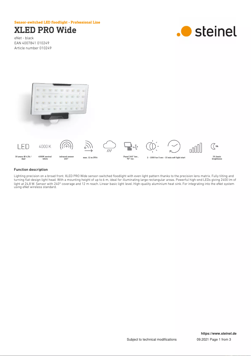 Image de la première page du manuel de l'appareil XLED PRO Wide eNet