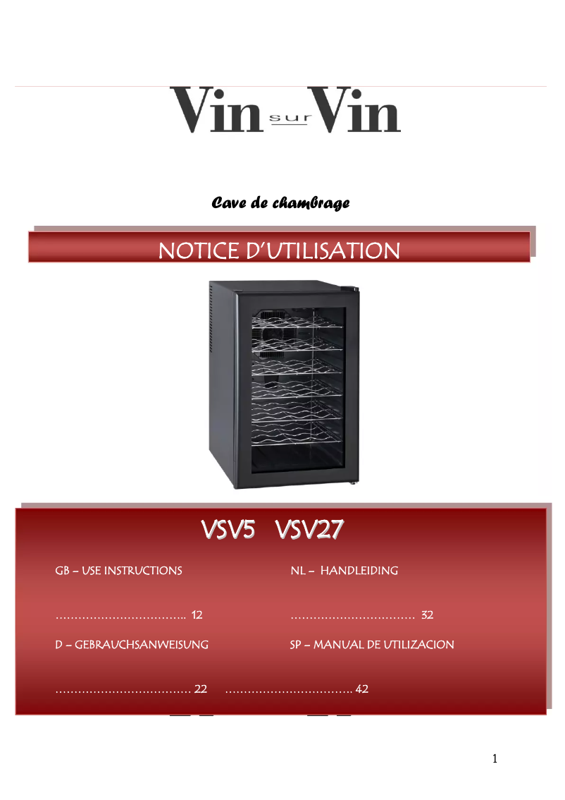 Page n°1 - Manuel utilisateur Climadiff VSV27