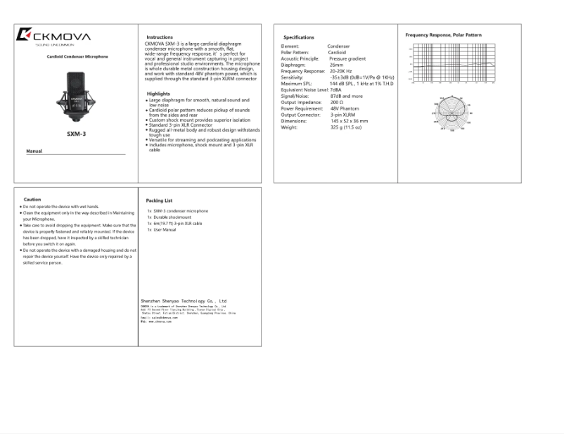 Image de la première page du manuel de l'appareil SXM-3