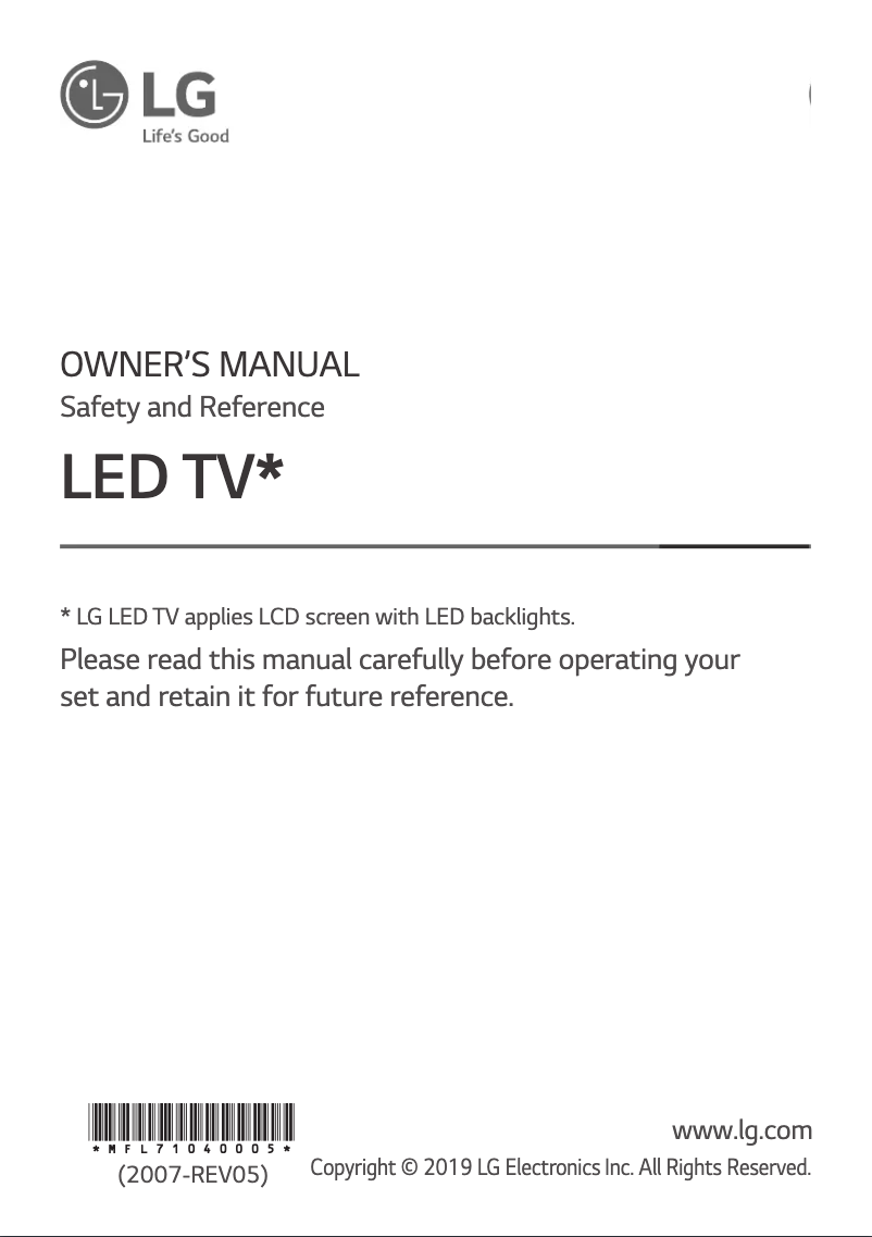 Page 1 de la notice Manuel utilisateur LG 55SM8000PLA