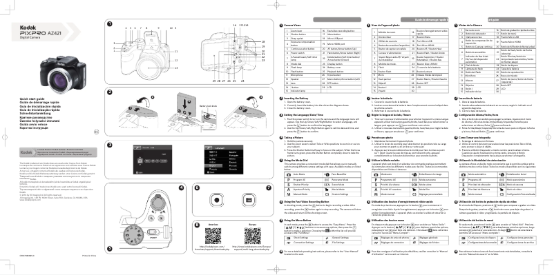 Page 1 de la notice Guide de démarrage rapide Kodak Pixpro AZ421