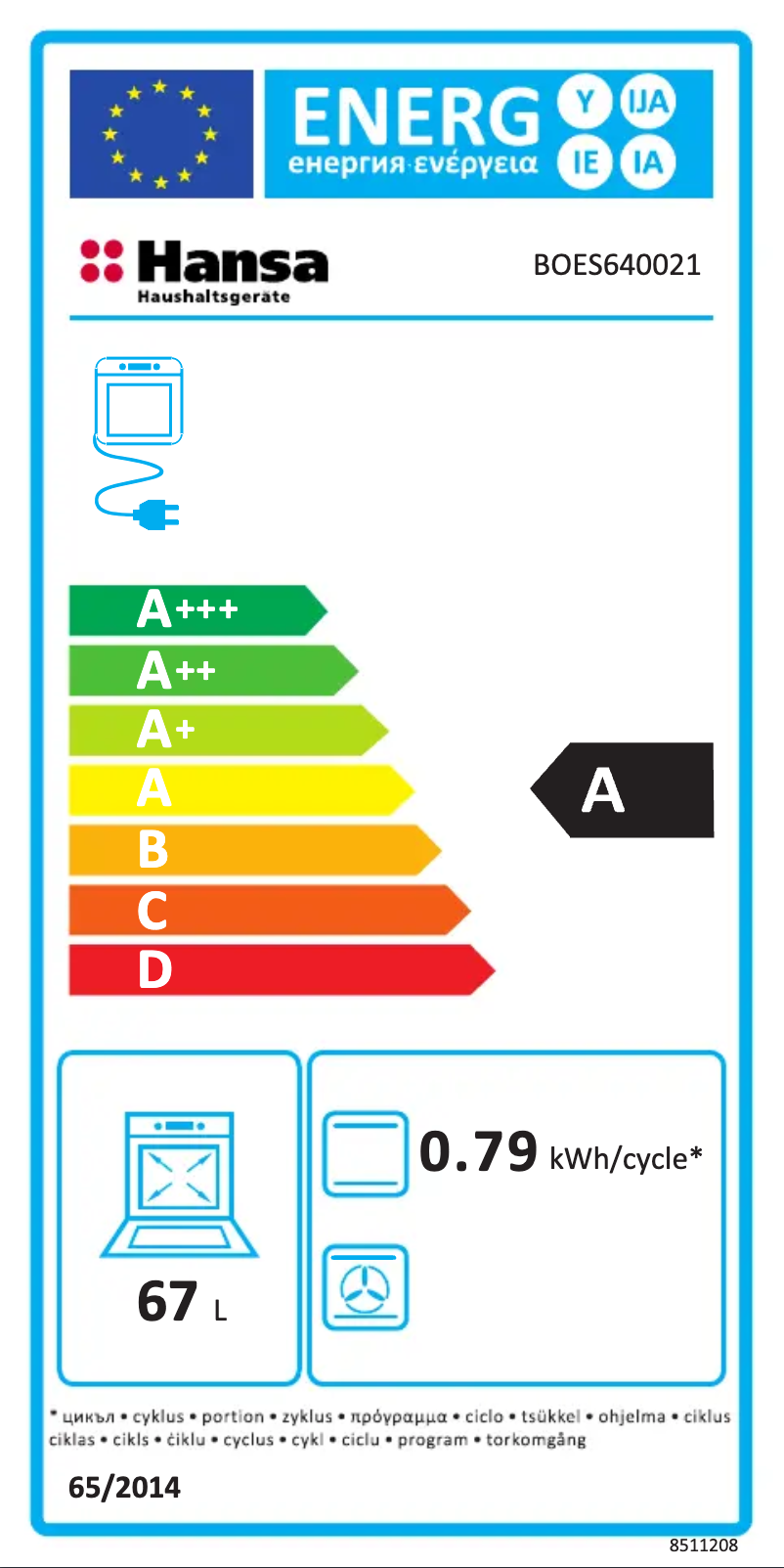 Page 1 de la notice Manuel utilisateur Hansa BOES640021