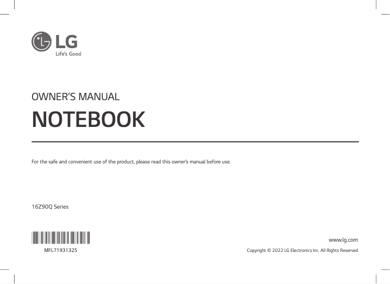 Page 1 de la notice Manuel utilisateur LG Gram 16Z90Q-G.AA56N