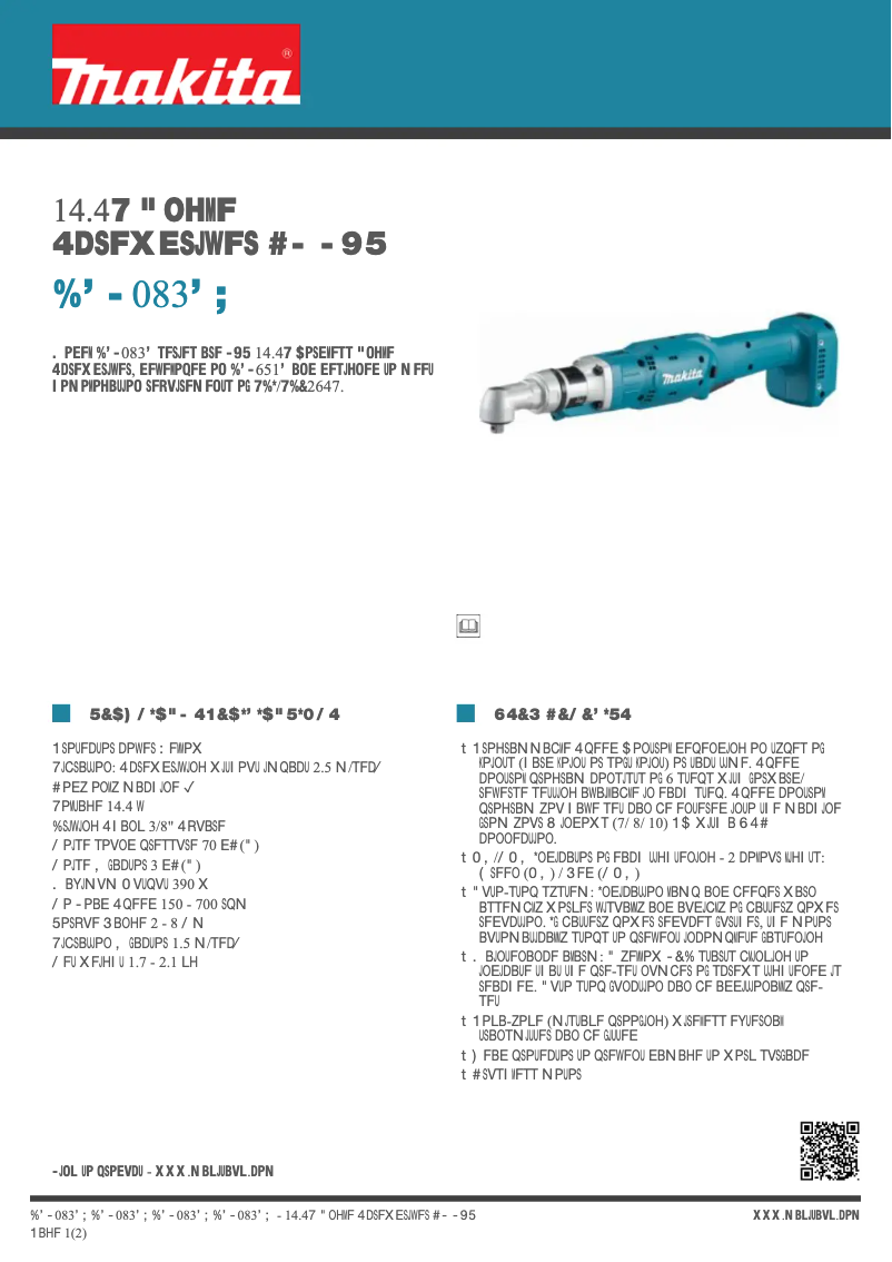 Page 1 de la notice Fiche technique Makita DFL083FZ