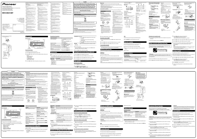 Page n°1 - Guide de démarrage rapide Pioneer MVH-MS410BT