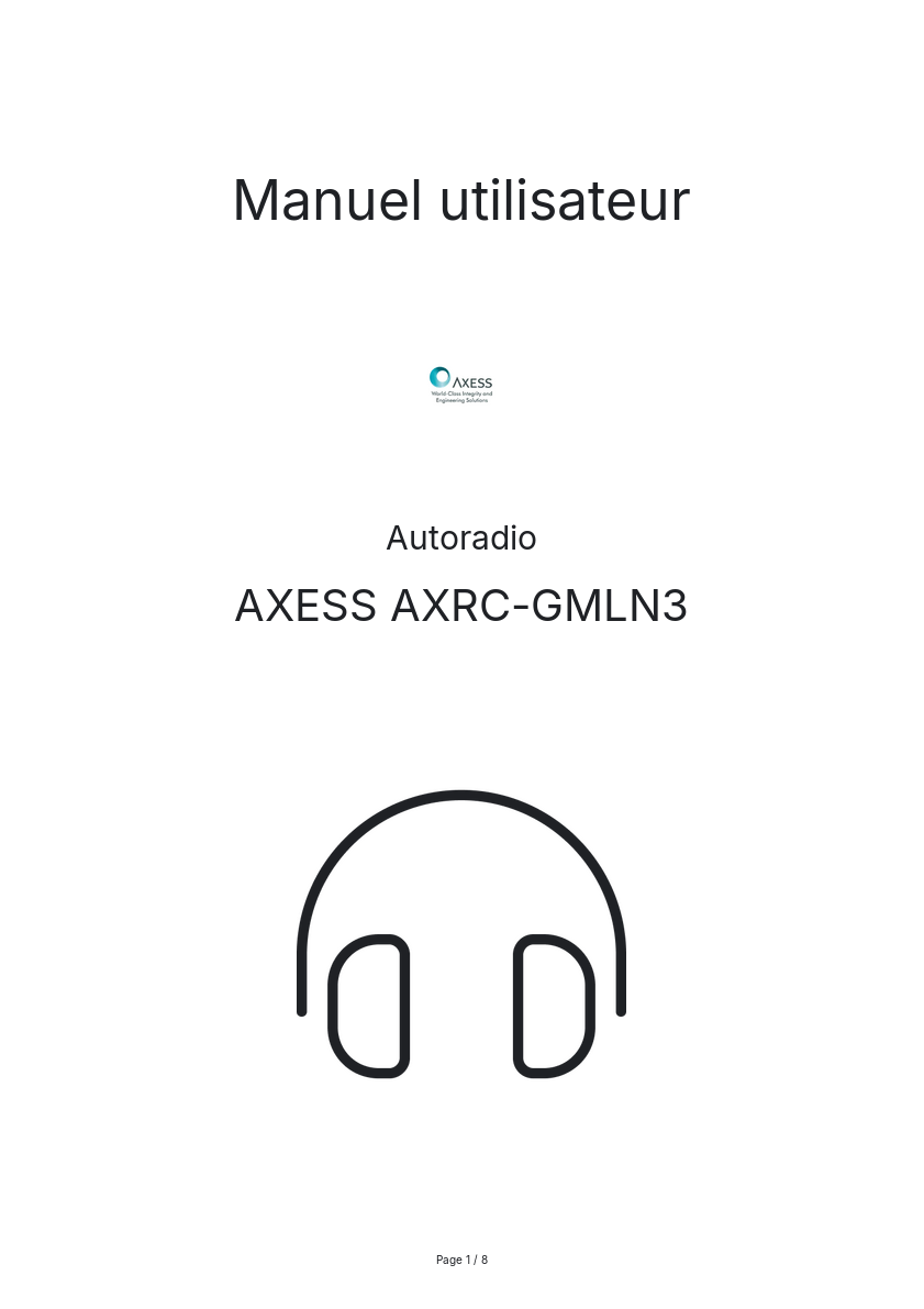 Page n°1 - Manuel utilisateur AXESS AXRC-GMLN3