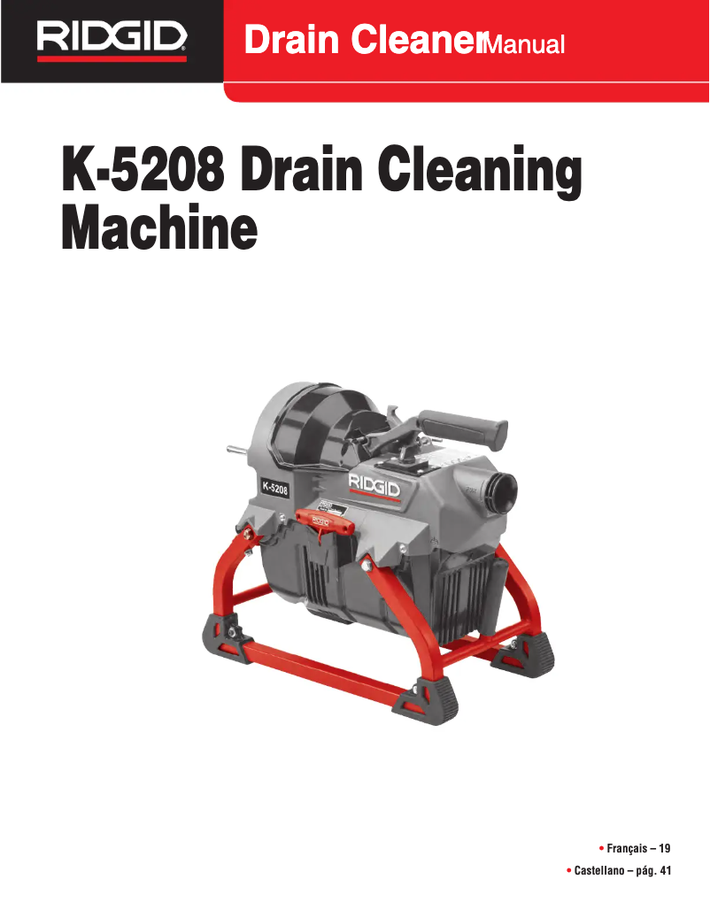 Page 1 de la notice Manuel utilisateur Ridgid K-5208