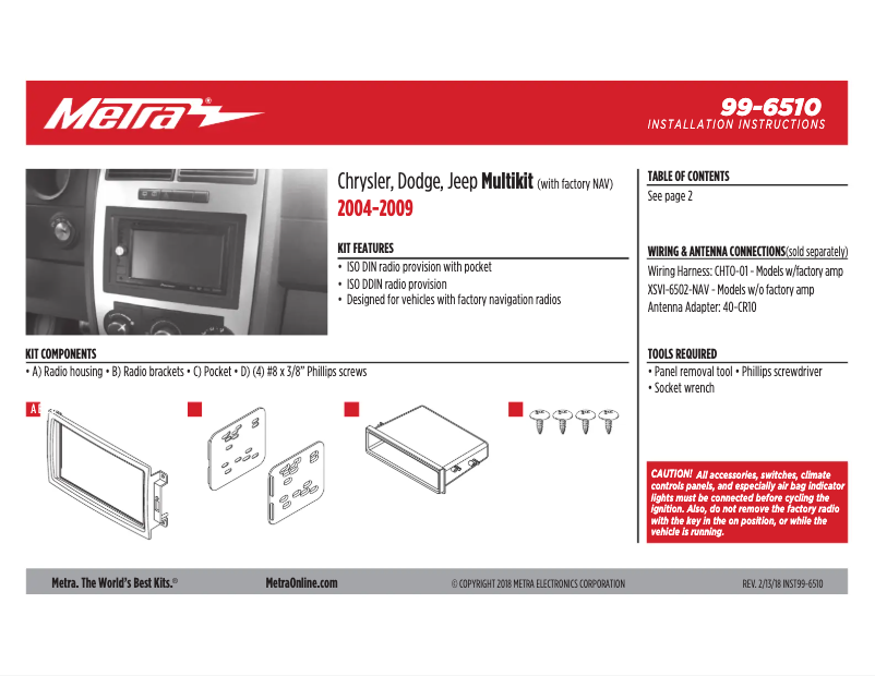Page n°1 - Mode d'emploi Metra 99-6510