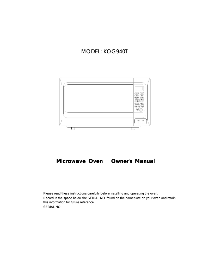 Página 1 del manual Manual de usuario Campomatic KOG940T