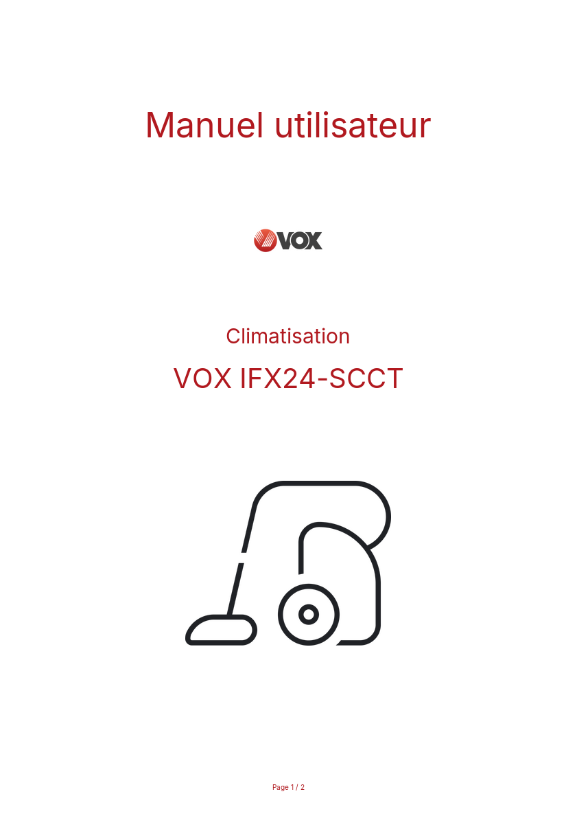 Page n°1 - Manuel utilisateur VOX IFX24-SCCT