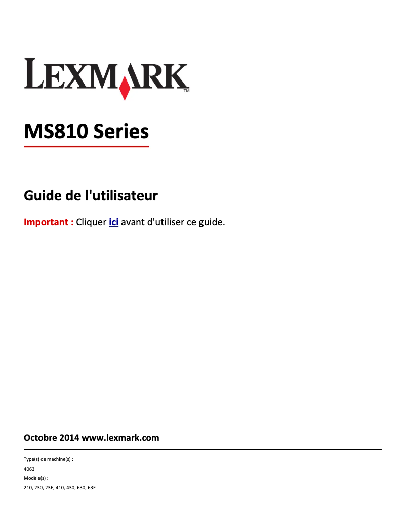 Image de la première page du manuel de l'appareil MS810