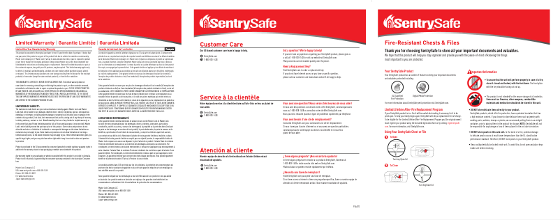 Page 1 de la notice Manuel utilisateur SentrySafe Fire File 1170