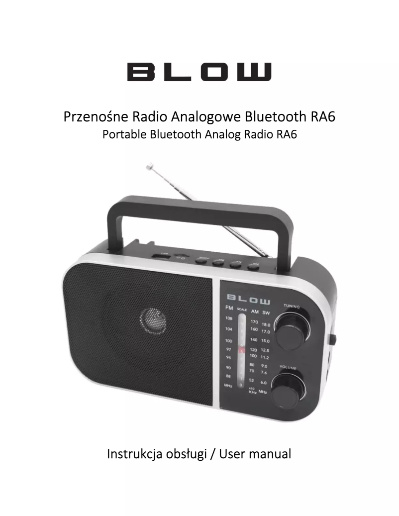 Page n°1 - Manuel utilisateur BLOW RA6
