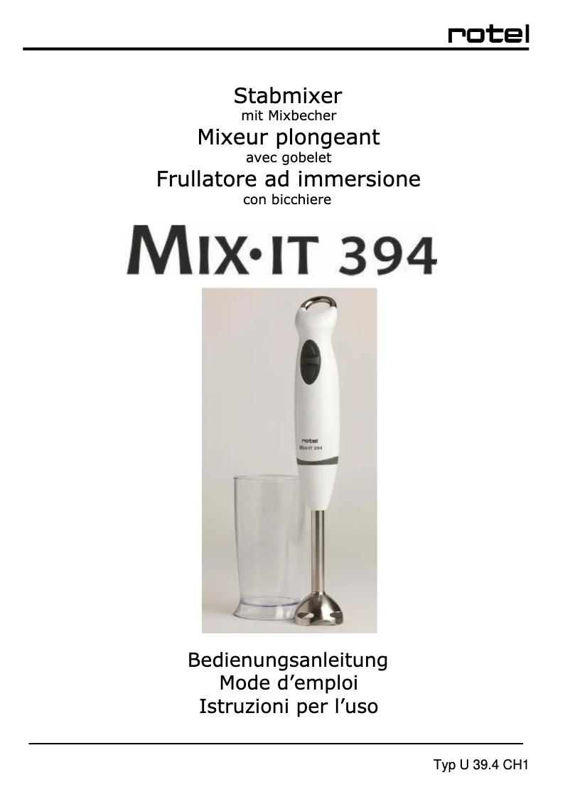 Page 1 de la notice Manuel utilisateur Rotel Mix-It 394