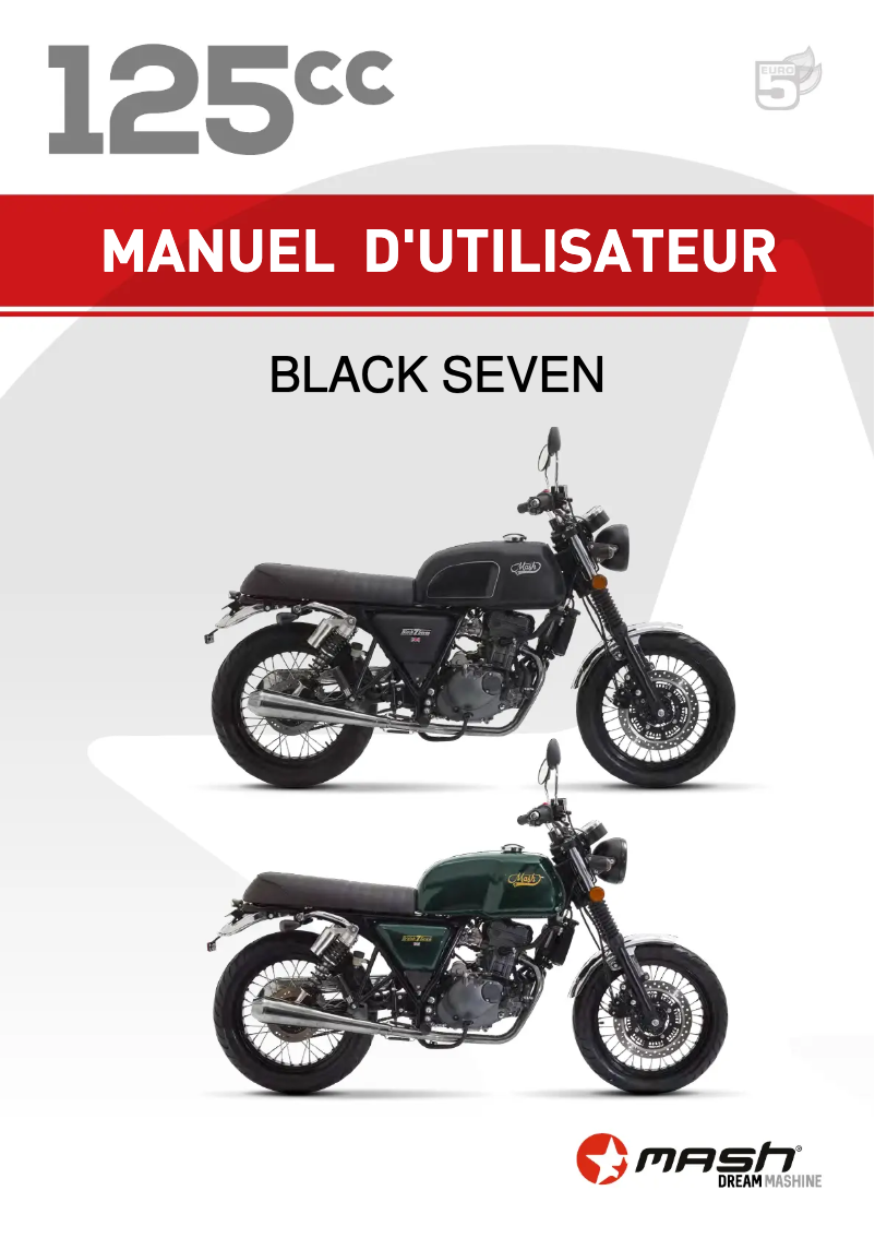 Page 1 de la notice Manuel utilisateur Mash Black Seven 125cc (2021)