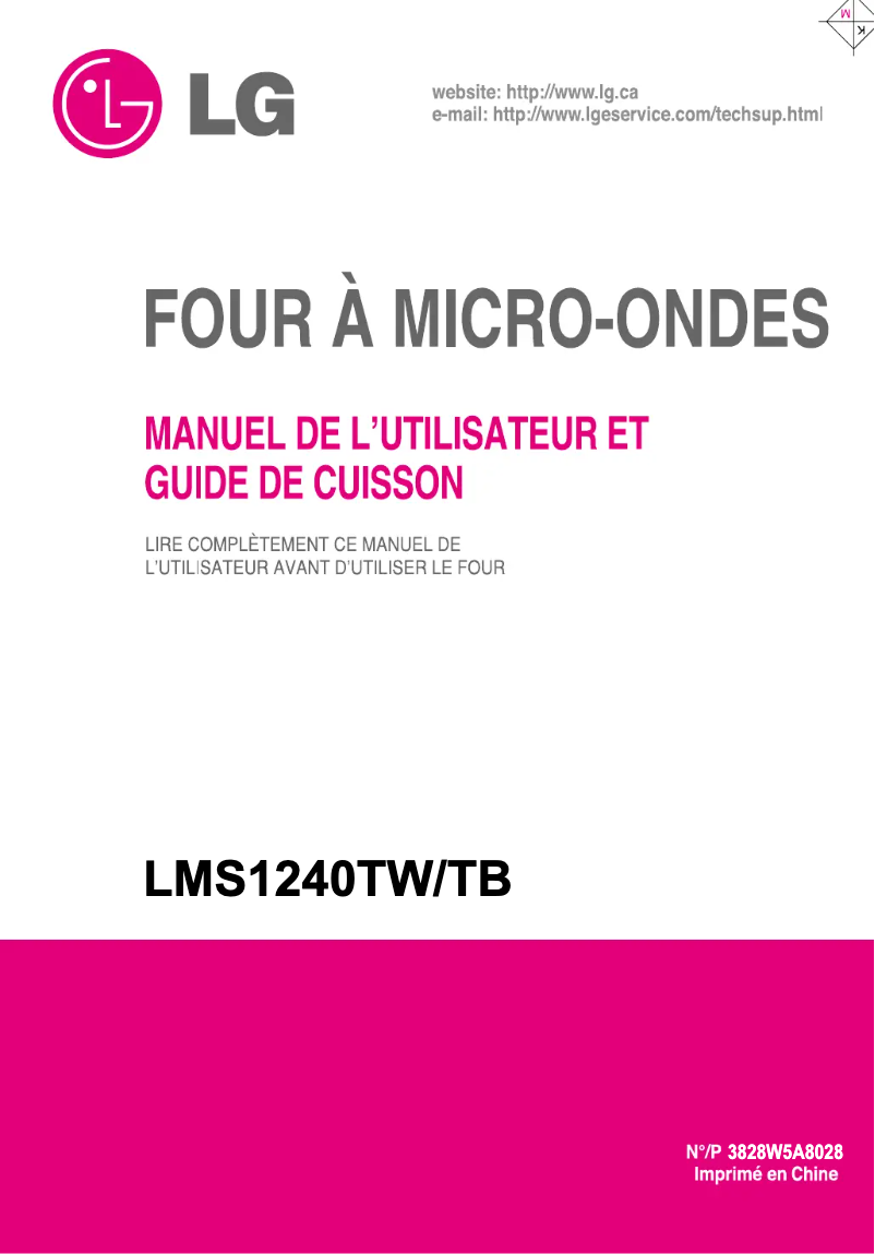 Page 1 de la notice Manuel utilisateur LG LMS1240TB