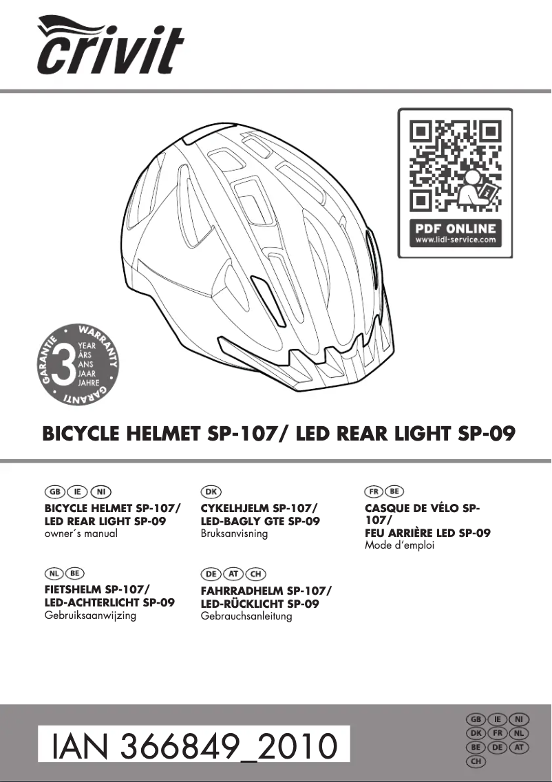 Page 1 de la notice Manuel utilisateur Crivit IAN 366849