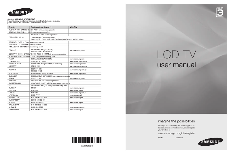 Page n°1 - Manuel utilisateur Samsung LE37A330J1
