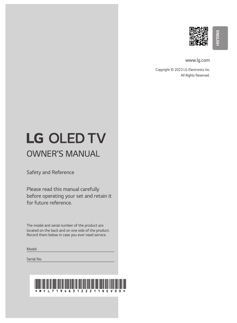 Imagen de la primera página del manual del dispositivo OLED55G3PSA