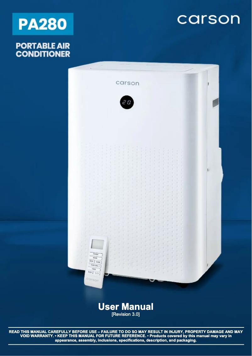 Page 1 de la notice Manuel utilisateur Carson PA280