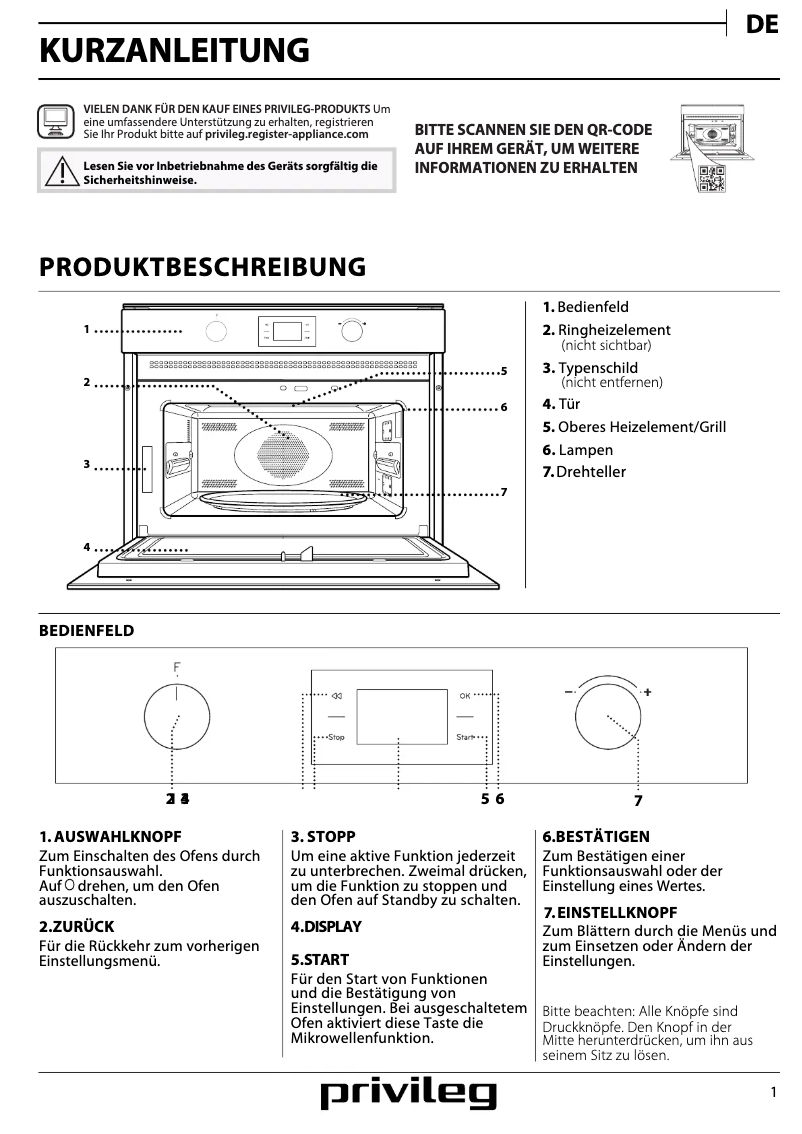 Page 1 de la notice Manuel d'utilisation et d'entretien Privileg PMPK3 4545 IN