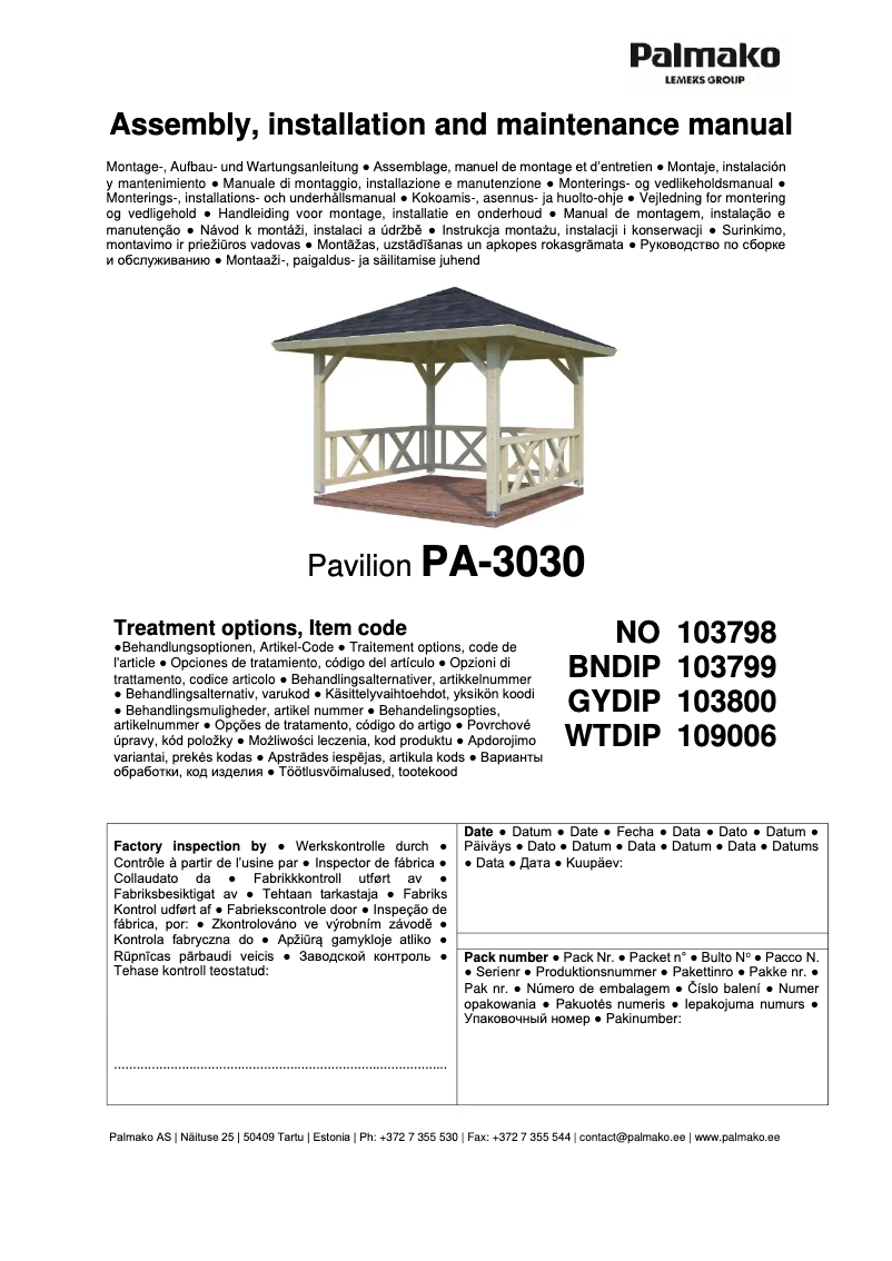 Página 1 del manual Manual de usuario Palmako Betty
