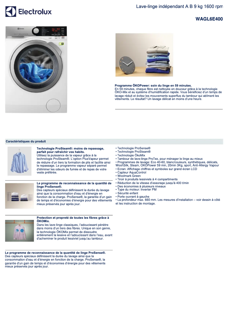 Image de la première page du manuel de l'appareil WAGL6E400