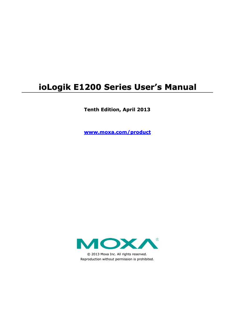 Page n°1 - Manuel utilisateur Moxa ioLogik E1240