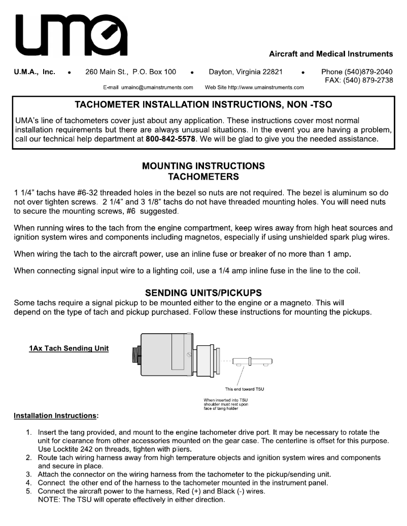 Page n°1 - Manuel utilisateur UMA 19-511-101